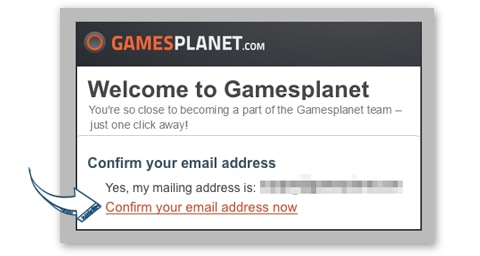 メールアドレスを確認するために『Gamesplanet』から送られてくるメール