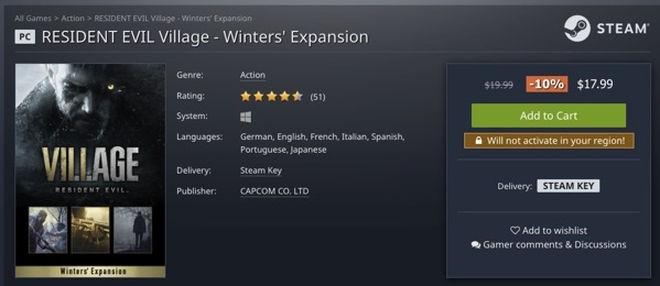 Gamesplanetの「Winters' Expansion」の商品ページ。日本からでは有効化できないと明記されていますが、もう有効化できるとのこと（実際には未確認）
