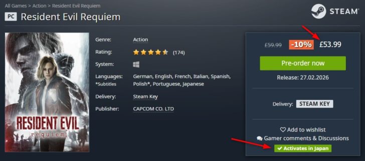 URLの先頭がukとなっているのがUKサイトです。イギリス向けなので価格はポンド表記となっています。