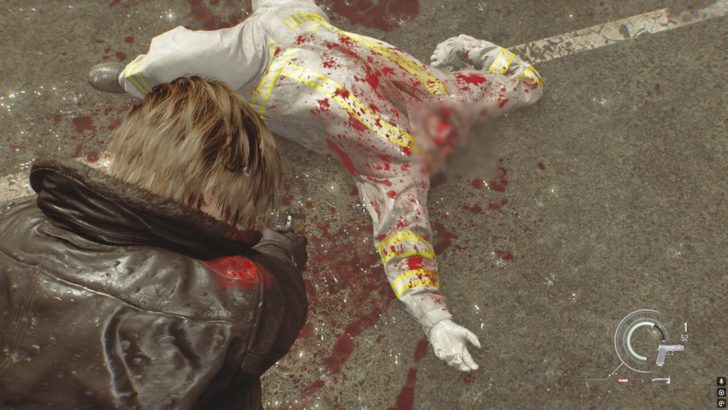 海外版の頭部破裂の様子。ボカシをかけていますが、実際のゲーム画面ではボカシはありません